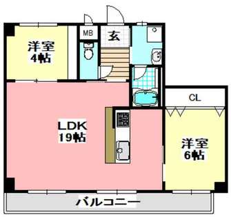 エヴァ摂津【2階】の間取り