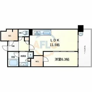 プレサンスロジェ京橋グランスクエア【2階】の間取り