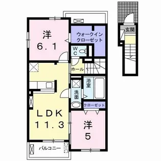 レーヴフロンスC【2階】の間取り