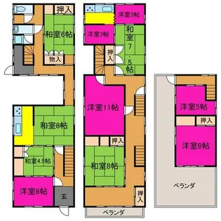 兵庫県宍粟市山崎町山崎【一戸建】の間取り
