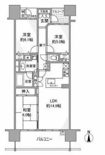 サンマンションアトレ高蔵寺駅前【7階】の間取り