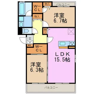 ヴェール梅里【3階】の間取り