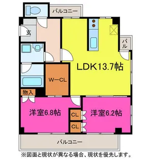 愛知県豊川市千歳通1丁目【マンション】の間取り