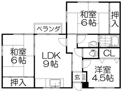 旭ヶ丘コーポ【1階】の間取り