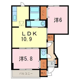 バーシア郷前A【102号室】の間取り