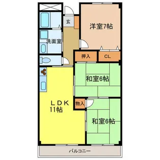 日吉マンション【1階】の間取り