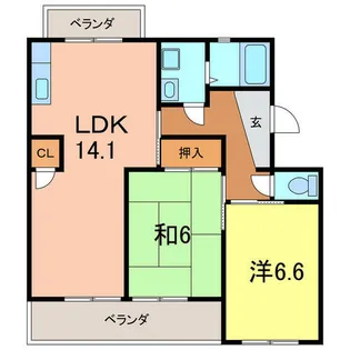 ヴェルドミール江坂B棟【1階】の間取り