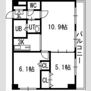 グランカーサ南11条【3階】の間取り