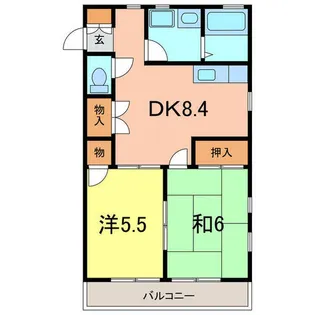 ユーハイツパーシモン【2階】の間取り