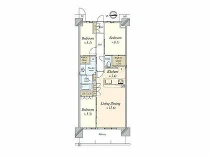 パークホームズLaLa名古屋みなとアクルスガーデンスクエア【522号室】の間取り