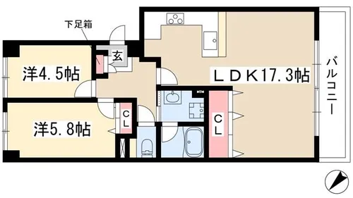 ライオンズマンションいりなかガーデン【5階】の間取り