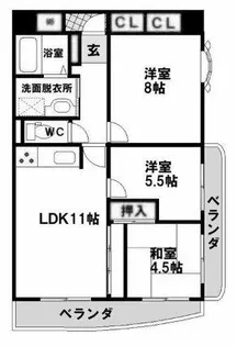 ラディア霧ヶ丘【5階】の間取り