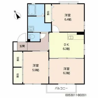ヴァン・ヴェール B棟【2階】の間取り