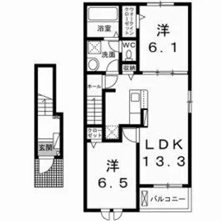 ボヌール金木犀 Ⅲ【2階】の間取り