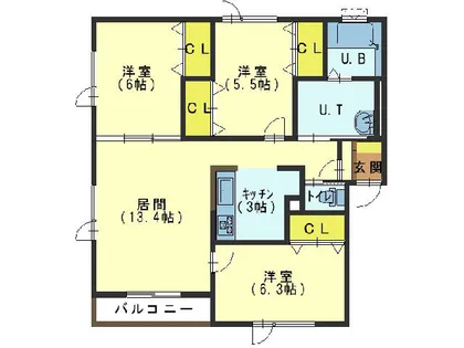 アンソレイユ【201号室】の間取り