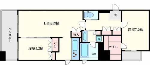 リーガル南船場Ⅱ【401号室】の間取り