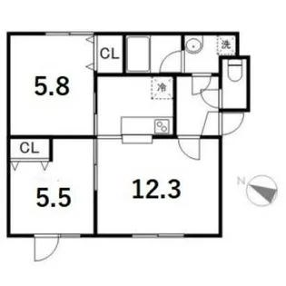 北海道札幌市手稲区西宮の沢三条2丁目【アパート】の間取り