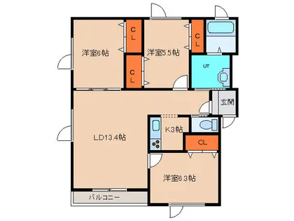アンソレイユ【201号室】の間取り