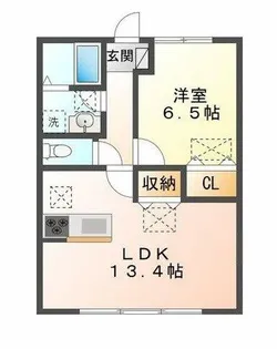 ルネス・リバーサイドKITAJIMA【1階】の間取り