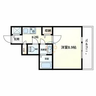 ジュネス東住吉【9階】の間取り