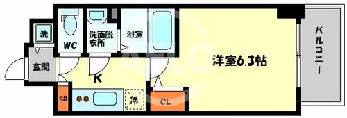 エスリード難波セントラル【9階】の間取り