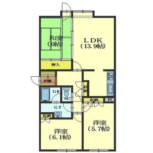シャトーム若松【102号室】の間取り