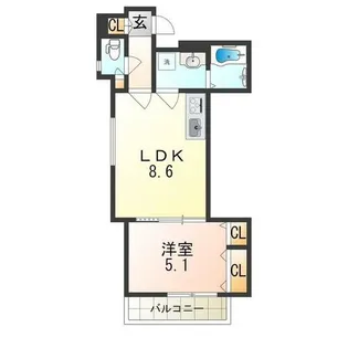 大阪府東大阪市友井4丁目【アパート】の間取り