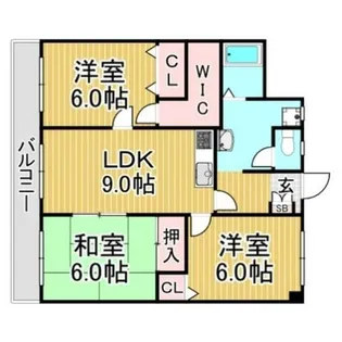 福岡県那珂川市道善1丁目【マンション】の間取り