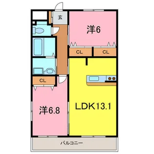 ベルデ東栄Ⅱ【5階】の間取り