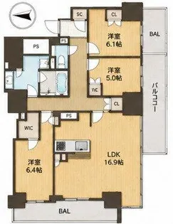 ローレルタワー御堂筋本町【17階】の間取り