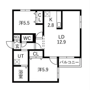 ZABO HILLS 旭山公園通り【3階】の間取り