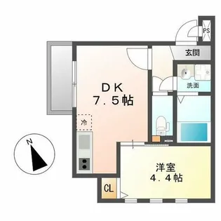 ムーブ六番町ウエスト(MOVE六番町WEST【1階】の間取り