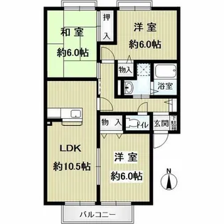サンビレッジ南春日丘F棟【2階】の間取り