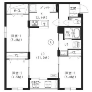 新築)インフィニティN22E1【3階】の間取り