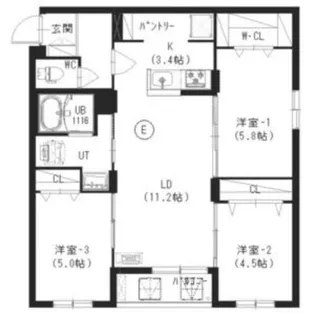 新築)インフィニティN22E1【2階】の間取り