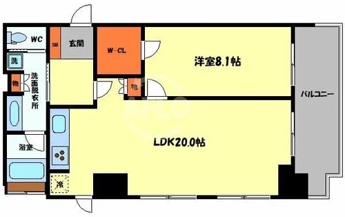 リーガルタワー船場【19階】の間取り