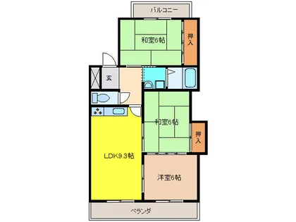 フレグランス松山Ⅱ【3階】の間取り