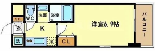 ジュネーゼグラン京町堀【9階】の間取り