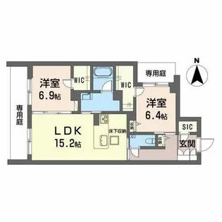 2LDKの間取り画像