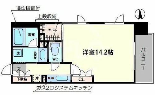 パークアクシス大阪新町【6階】の間取り