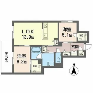 ShaMaison Kirsche【0102号室】の間取り