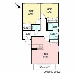 フェリーチェ学研台II B棟【2階】の間取り