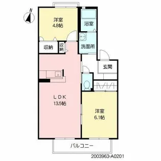 セヴェル中の原【A0201号室】の間取り
