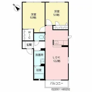 2LDKの間取り画像