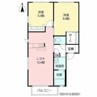ヴィサージュ本城 E棟【2階】の間取り