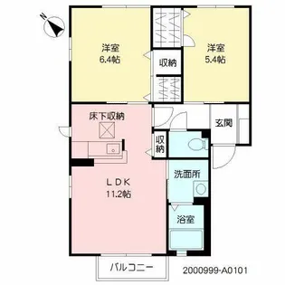 グランフィ-ル華里【1階】の間取り