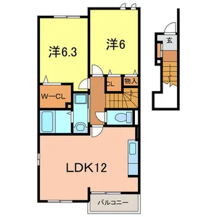 アンジュ【202号室】の間取り