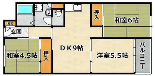 夢野ハイタウン3号棟【1017号室】の間取り
