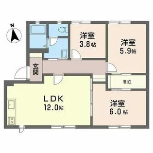 カレッジヒルズ A棟【1階】の間取り