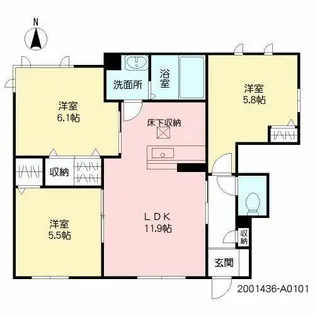 シャーメゾンひびきのII【1階】の間取り